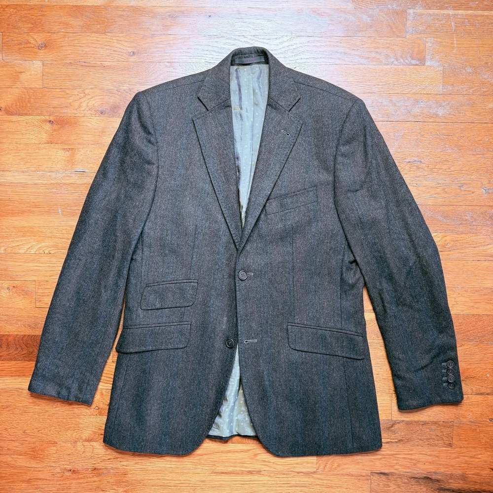 Ted Baker Endurance‎ Blazer Men 38R Wool Tweed Brown Ombré Striped Portugal